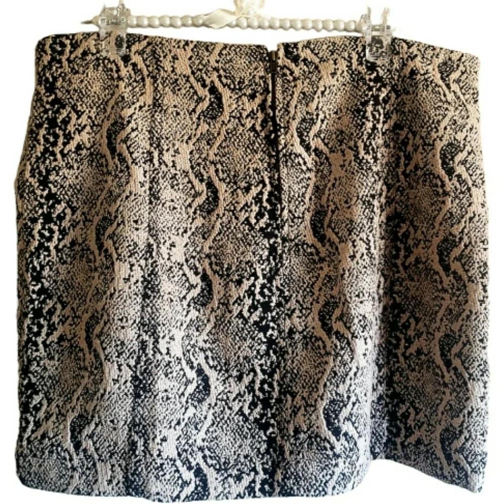 Free People Mini Skirt Black Tan Print 12 Hippie Geometric M Y2K Zippered Boho